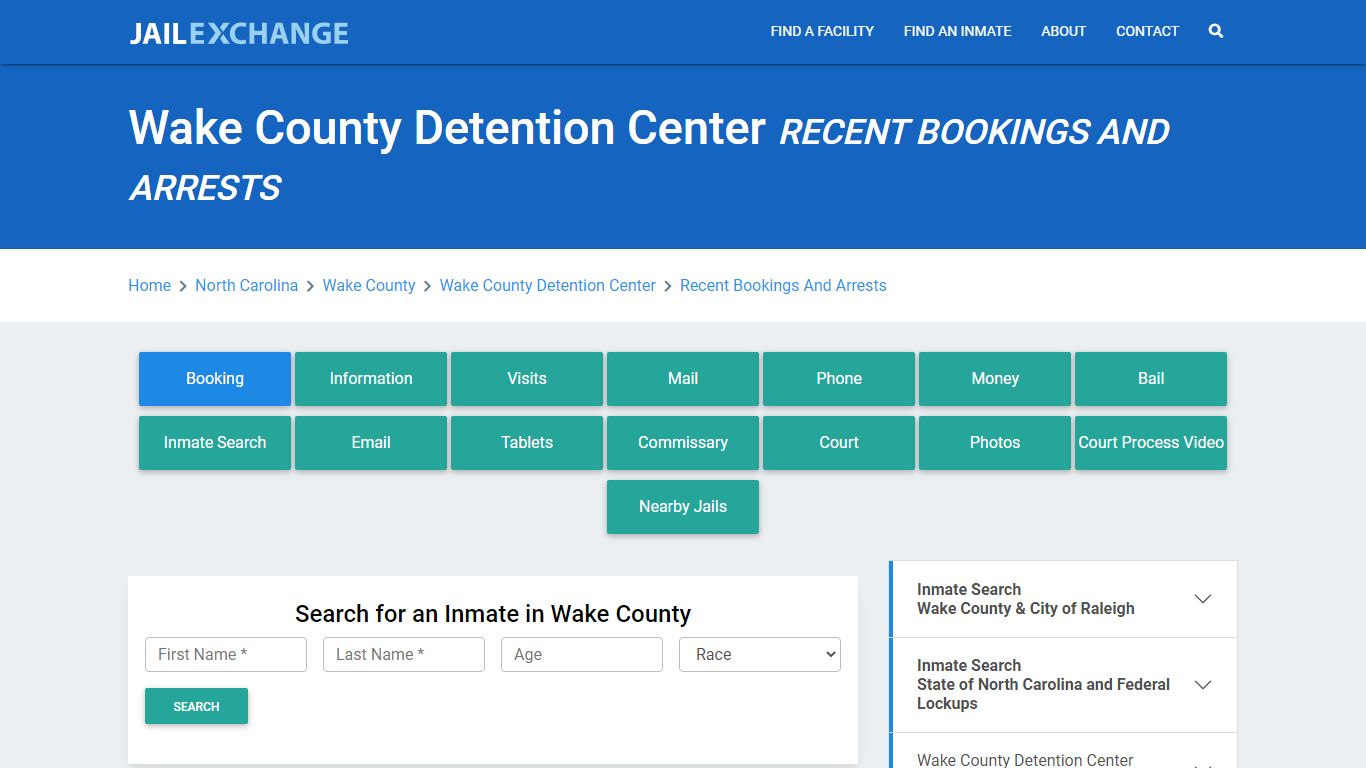 Wake County Detention Center Recent Bookings And Arrests - Jail Exchange